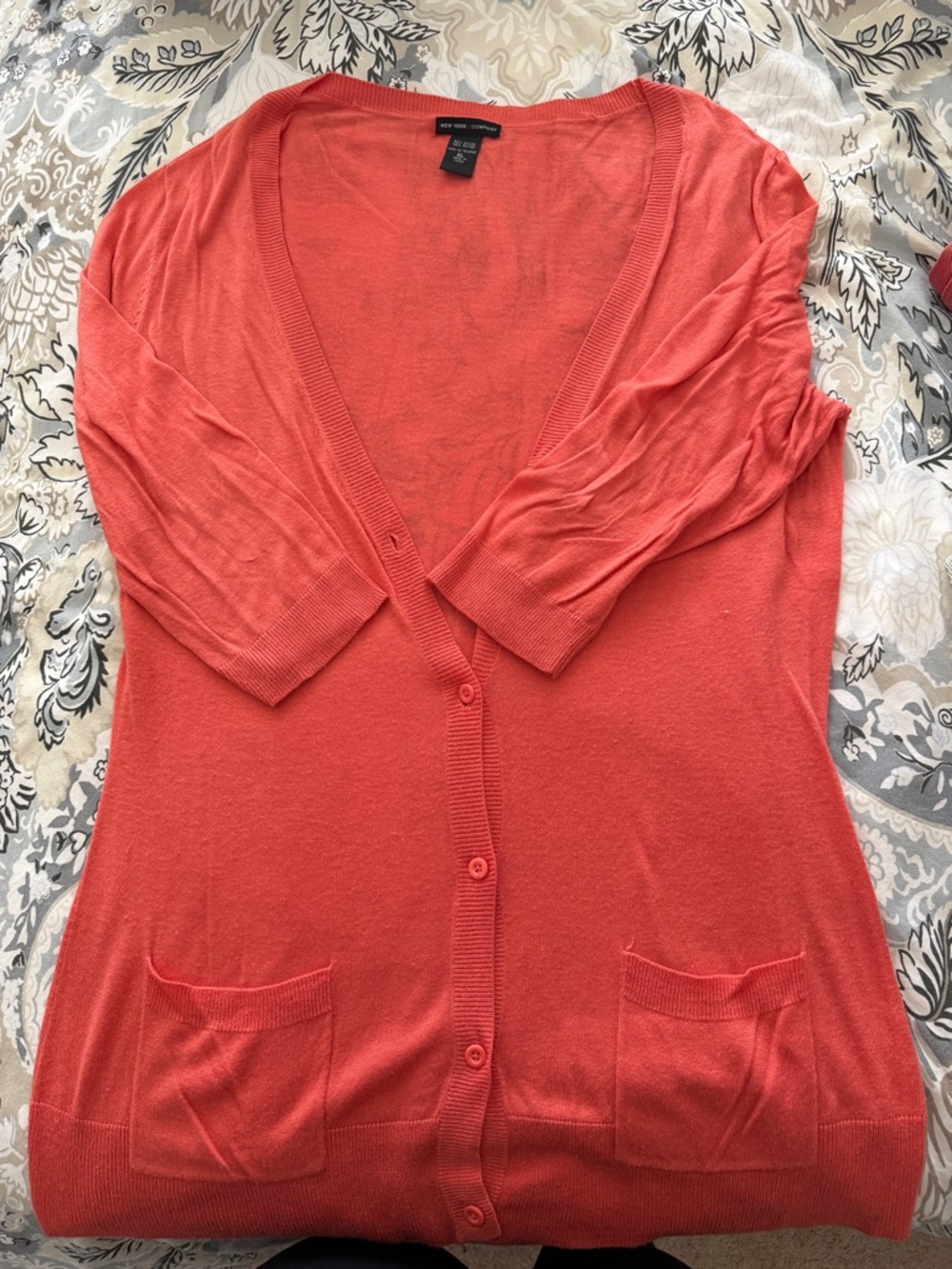 New York & Company Coral Knit Cardigan Top